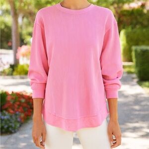 SunnySide by Sundry Waffle Knit Sweatshirt Pink Crewneck Pullover Size Large NWT